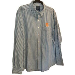 Navy Blue Plaid Syracuse Button Down // Antigua Men's Size XL